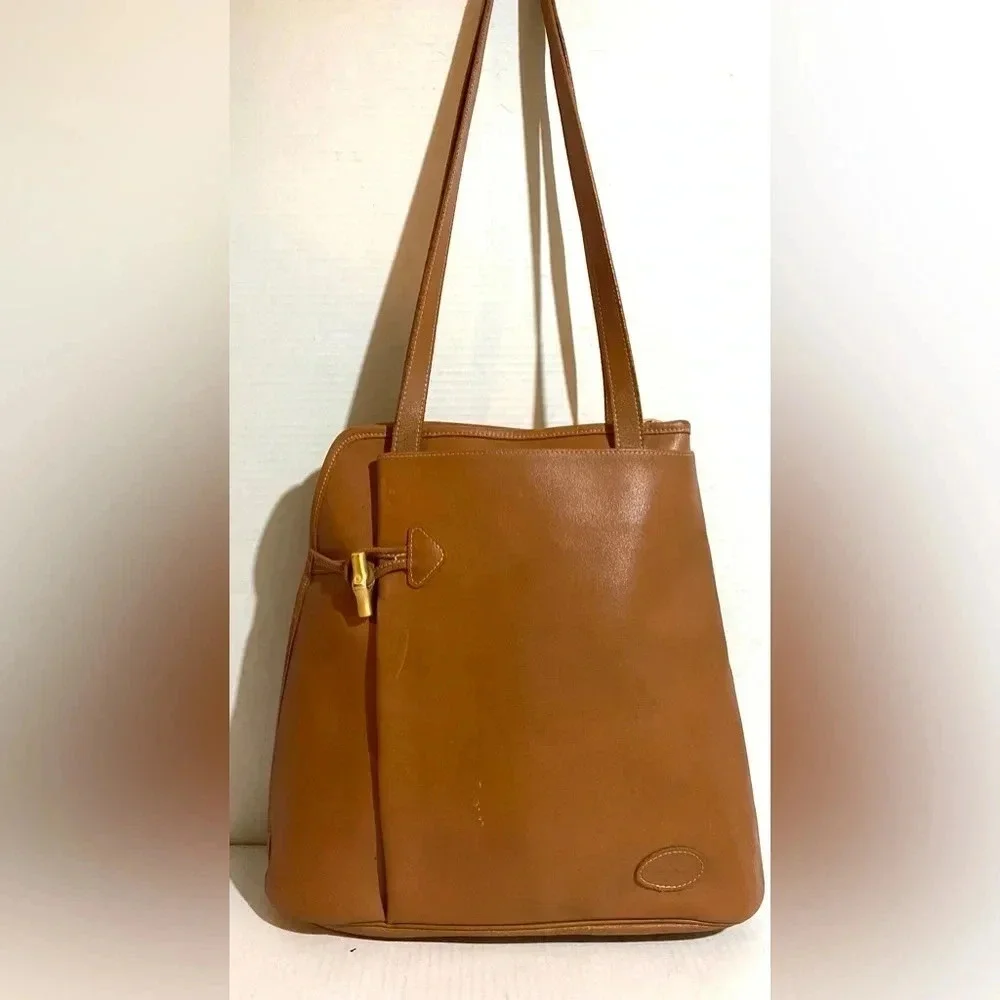 Longchamp brown leather shoulder handbag